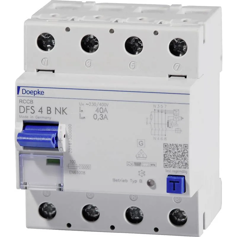 Fehlerstromschutzschalter Typ B, 300 mA, 4-polig — Doepke DFS 4 063-4/0,30-B