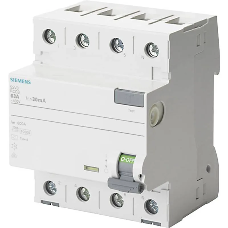 Fehlerstromschutzschalter Typ A, 30 mA, 4-polig — Siemens 5SV3344-6
