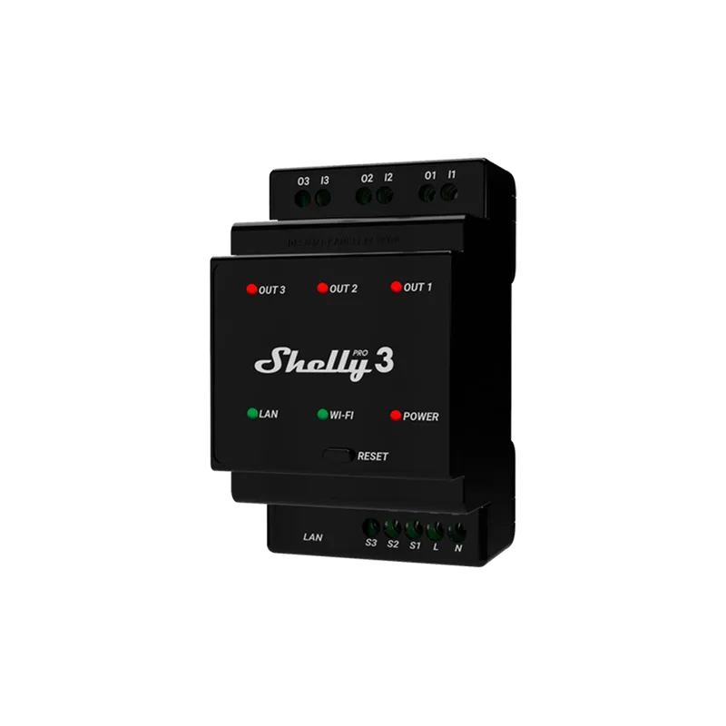 Shelly Pro 3 (3 potenzialfreie Kontakte für den Heizstab)