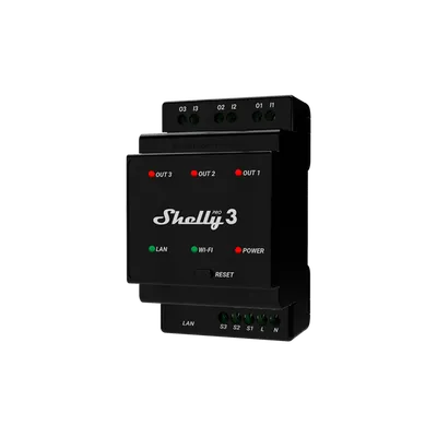 Shelly Pro 3 (Hutschiene, 3 potenzialfreie Kontakte)